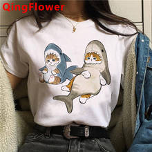 Женская футболка с рисунком Kawaii Cat, женская футболка с принтом ulzzang, винтажная tumblr, 2021 2024 - купить недорого