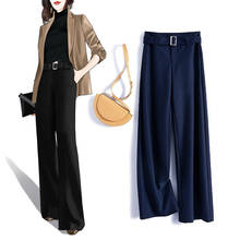 2020 Spring Women New Fashion Korean Casual Solid Color Wide Leg Pants Female Elastic High Waist Office Ladies Suit Trousers A29 2024 - buy cheap