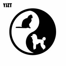 YJZT 15.4X15.3CM Vinyl Decal Poodle Cat Dog Pet Animals Yin Yan Symbol Car Stickers Black/Silver C24-1264 2024 - buy cheap