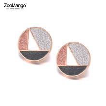 ZooMango-pendientes de tuerca geométricos de acero inoxidable para mujer, aretes de superficie mate bohemios de oro rosa, de titanio, ZE19162 2024 - compra barato