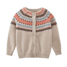 Детский Повседневный свитер; осенне-зимний Кардиган для девочек; вязаный свитер на пуговицах; детский топ с длинными рукавами; одежда с принтом для маленьких девочек 2024 - купить недорого