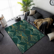 Tapete estampado geométrico macio, verde escuro, dourado, estilo europeu, para sala de estar, antiderrapante, decoração da casa 2024 - compre barato