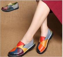 Sapatilhas femininas de couro legítimo, sapatos baixos para mulheres, slip-on, loafers, outono tamanho grande 2024 - compre barato