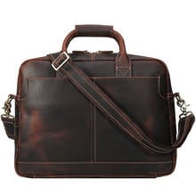 Retro leather business Men's briefcase large capacity Handbags 16 inch laptop bag Portable shoudler messenger Bags 2022 New 2024 - buy cheap