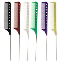 Hair Tail Comb With Stainless Steel Hair Styling Barber Hairdressing Comb Anti Static Hair Salon Comb In 6 Colors 2024 - buy cheap