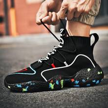 Big Number Summer High Base Men's Sports Shoes Women Socks Sneakers Men Sport Shoes Running Man Black Knitting Tennis 2021 B-480 2024 - buy cheap