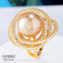 GODKI Monaco Design Luxury Imitation Pearl Rings For Women Wedding Cubic Zircon Engagement Dubai Punk Bridal Top Finger Rings 2024 - buy cheap