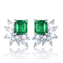 Bright Crystal Green Flower Stud Earring For Girl Accessories Fashion Lady Silver Plated Earring Women Valentine' Day Gift 2024 - buy cheap