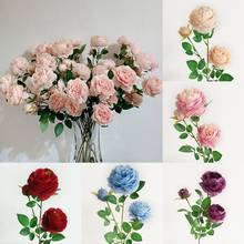 3 Heads Artificial Flowers Peony Bouquet Silk Flowers Bridal Bouquet Fall Vivid Fake Rose Flowers for Wedding Home Party Decor 2024 - buy cheap