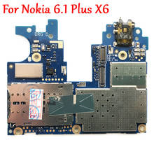 Placa-mãe desbloqueada para nokia 6.1 plus, x6, 32gb, 64gb, placa de circuito lógico, firmware global 2024 - compre barato