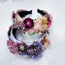 Diadema de estilo barroco para mujer, cristales y gemas a la moda, accesorio elegante para el cabello, diadema de perlas 2024 - compra barato