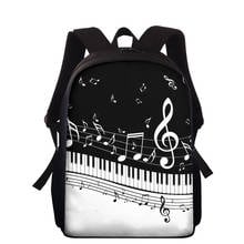 Mochila escolar com teclado de piano, mochila escolar com estampa de música para estudantes, com teclado de piano, guitarra de madeira de 15 polegadas 2024 - compre barato