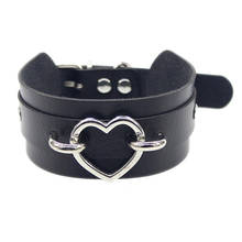 Gothic Leather Heart Choker Necklace Collar Goth Jewelry Accessories for Women Chocker Necklaces Halloween Jewellery 2024 - buy cheap