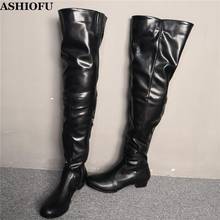 Ashiofu nova chegada mulher coxa botas altas imagem real sexy noite-clube sobre o joelho botas inverno noite moda botas longas sapatos 2024 - compre barato