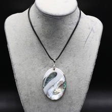 Colar com pingente de concha de pérola, pingente de concha abalone de forma oval para mulheres e homens, joias de moda 2024 - compre barato