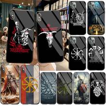 Funda de teléfono con símbolo eslavo vikingo Kolovrat, carcasa de vidrio templado para iPhone 12 pro max mini 11 Pro XR XS MAX 8X7 6S 6 Plus SE 2020 2024 - compra barato