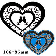 Cutting Dies Heart & Birds In Love Metal and Stamps Stencil for DIY Scrapbooking Photo Album Embossing Paper Card 108*85mm 2024 - buy cheap