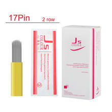 Free Shipping 17 Pin Permanent Makeup Double Tattoo Needles Blade 50pcs/Lot Yellow Eyebrow Manual Munsu Beauty Makeup 2024 - buy cheap