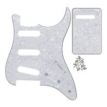 Pickguard de guitarra sss & back plate, capa com parafusos, pérola branca de 4 camadas, 8 orifícios, eua, vintage 2024 - compre barato
