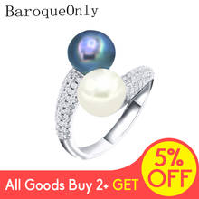 BaroqueOnly Natural Freshwater Pearl Jewelry 925 Sterling Silver TWO PEARL Rings For Women High Guality Zircon Wedding Gift 2024 - купить недорого