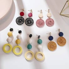 Pendientes colgantes de acrílico Retro Para niñas y mujeres, aretes de borla bohemios, joyería geométrica 2021 2024 - compra barato