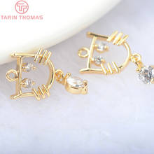 (955)6PCS 20*11MM 24K Gold Color Brass with Zircon Cat Charms Pendants High Quality Diy Jewelry Findings Accessories wholesale 2024 - buy cheap