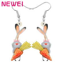 Newei Acrylic Carrot Easter Hare Rabbit Bunny Earrings Print Animal Dangle Drop Jewelry For Women Girl Fashion Gift Decoration 2024 - buy cheap