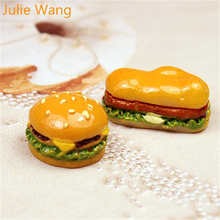 Julie Wang-abalorios de hamburguesa de resina, colgante de hamburguesa de comida Artificial, accesorio de fabricación de joyas, decoración del hogar, accesorio de mesa, 10 Uds. 2024 - compra barato