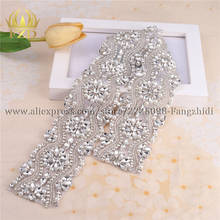 Fzd 10 peças artesanal strass costura em diamante nupcial flores de cristal aplique para vestidos de casamento cinto de pulso 2024 - compre barato