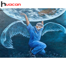 Huacan pintura de diamante bricolagem 5d, mosaico médico anjo ponto cruz bordado conjunto completo quadrado redondo retrato terra decoração para casa 2024 - compre barato