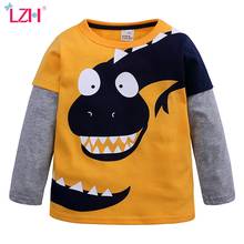 2021 Autumn Pullover Cartoon Dinosaur Print Baby Boys Long Sleeve T-shirt For Kids Casual Tops Children's T-Shirt 2 3 4 5 6 Year 2024 - buy cheap
