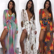 Sexy Print Floral Bikini Cover Up Women Beach Dress Beachwear Tunic Pareos Kaftan Robe Cover-up Bathing Suit Swimsuits 2024 - buy cheap