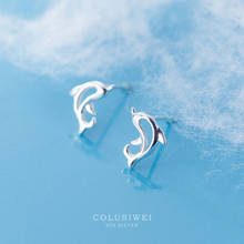 Colusiwei-pendientes de plata de ley 925 con diseño minimalista para mujer, aretes pequeños, Delfín, estilo coreano 2024 - compra barato