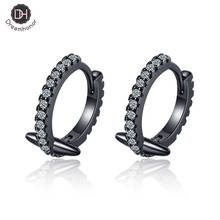 Dreamhonor European American Black Color Silver Color Zircon Rivet Clip Earrings Ear Jewelry 2024 - buy cheap