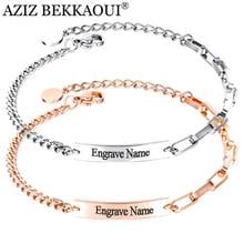 AZIZ BEKKAOUI-Pulseras de moda de acero inoxidable para mujer, brazalete con letras personalizable, bricolaje, informal, joyería para novia 2024 - compra barato