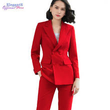 Traje Formal de oficina para mujer, conjunto de chaqueta con doble botonadura, pantalones de trabajo, Blazer, 2019 2024 - compra barato