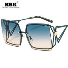 HBK-gafas de sol con marco grande para hombre y mujer, lentes de sol de gran tamaño con gradiente cuadrado, marca de lujo, a la moda, 2021 2024 - compra barato
