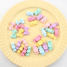 New Pastel Colors Resin Cabochon 20pcs Kawaii Candy Lollipop Ribbon Tie Bow Patch Sticker Ornament Accessory girls Hair Pin DIY 2024 - buy cheap