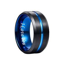 Новинка мужское кольцо из карбида вольфрама синее черное кольцо из вольфрамовой стали со скошенными краями Обручальное кольцо 10 мм 6 мм 4 мм Размер 7-17 удобная посадка 2024 - купить недорого