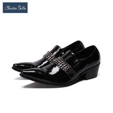 Christia Bella вечерние из натуральной кожи мужские Туфли под платье женские ботинки черного цвета с острым носком кожаные туфли в деловом стиле на каблуке средней высоты, обувь, увеличивающая рост, Мужская обувь 2024 - купить недорого
