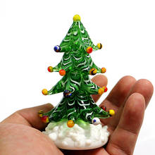 Figuritas de árbol de Navidad de cristal de Murano en miniatura, para el hogar Decoración de mesa, adornos artesanales, Festival de Navidad, juguetes para fiesta, regalos para niños 2024 - compra barato
