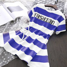 2021 Letter stripe short-sleeved tie waist New Summer Baby Princess cotton clothes Dress 3-14year Girls Clothing Dresses P528 2024 - buy cheap
