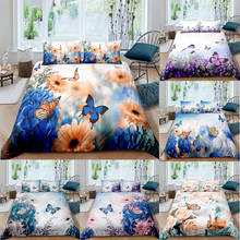 Printing Butterfly And Flowers Bedding Set Duvet Cover With Pillowcase 2/3pcs Quilt Cover Single Double King Queen Size Bed Sets 2024 - buy cheap