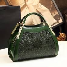 Cowhide leather women handbags fashion embossed flowers shoulder messenger dumplings bag ladies portable tote bags 2020 new 2024 - buy cheap