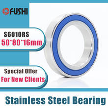 1PC S6010RS Bearing 50*80*16 mm ABEC-3 440C Stainless Steel S 6010RS Ball Bearings 6010 Stainless Steel Ball Bearing 2024 - buy cheap