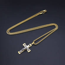 Colar de cruz feminino, de alta qualidade, cor dourada/prateada, pingente de jesus, corrente de aço inoxidável de 60cm/70cm, colar de cruz masculino 2024 - compre barato