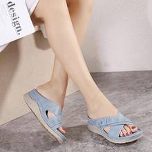 Summer New Women Slipper Fashion Cross Tied Comfort Soft Female Wedge Slipper 2021 Casual Outdoor Solid Color Ladies Sandals 2024 - buy cheap