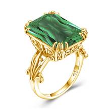 14k anéis de ouro para mulher original clássico verde esmeralda anel de pedra preciosa retângulo flor prata esterlina jóias aniversário festa 2024 - compre barato