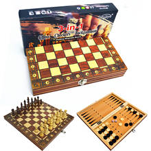 3in1 Chess Set Foldable Wooden Chess Game 5 Size Backgammon Chess Board Checkers For Adult Kids Toy Gift 2024 - buy cheap