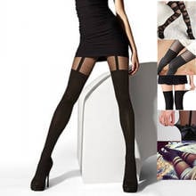 2021 Spring Wholesale Super Vintage Tights Bow Pantyhose Tattoo Mock Bow Suspender Sheer Stockings Sexy Black Fishnet Pantyhose 2024 - buy cheap
